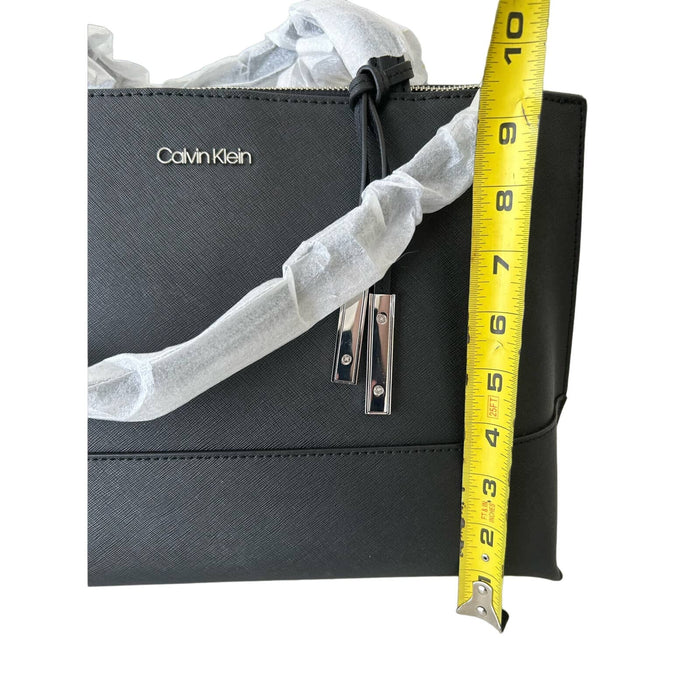 Calvin Klein Black Leather Tote Bag: Elegant Style, Functional Design MSRP $258