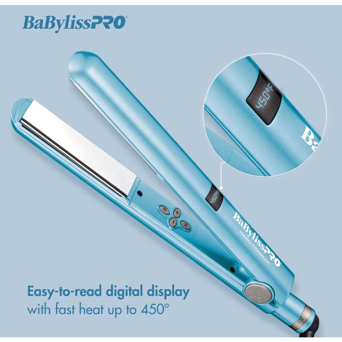 BaBylissPRO 1" Nano Titanium Digital Flat Iron - Professional Hair Straightener