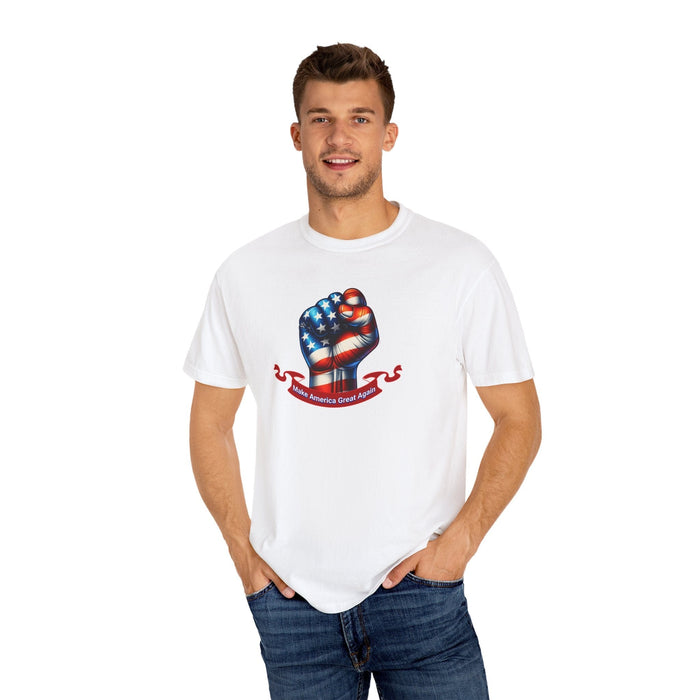 Make America Great Again Trump Fist T-Shirt  Bold Patriotic Statement Tee