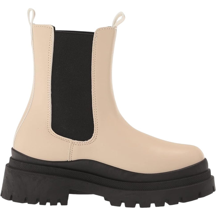 Yoki Women's Ankle Rain Boots Size 7 Cream with Black Accents Water-Resistant