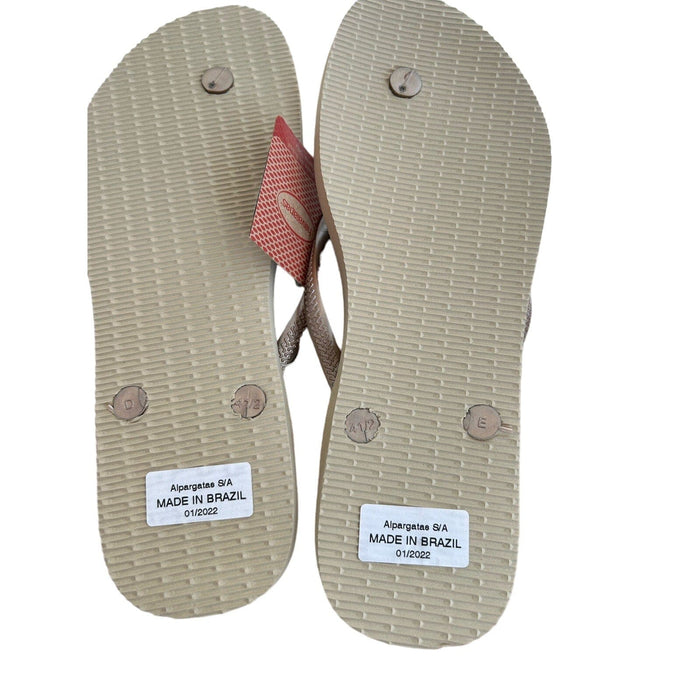 Havaianas Slim Flip Flops for Women: Sand Grey/Golden, SZ 11/12, Iconic Comfort