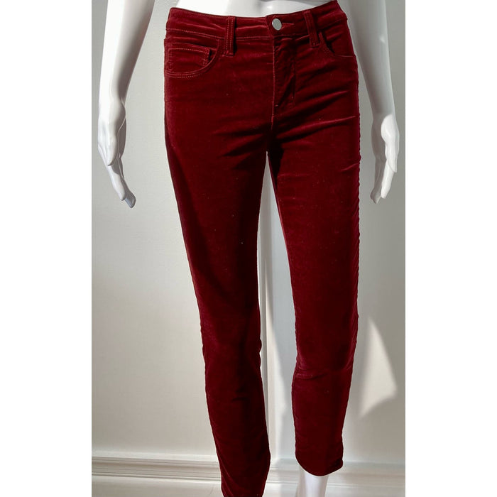 L'Agence Designer Velvet Skinny Jeans, Size 25, Berry Red * WJ30