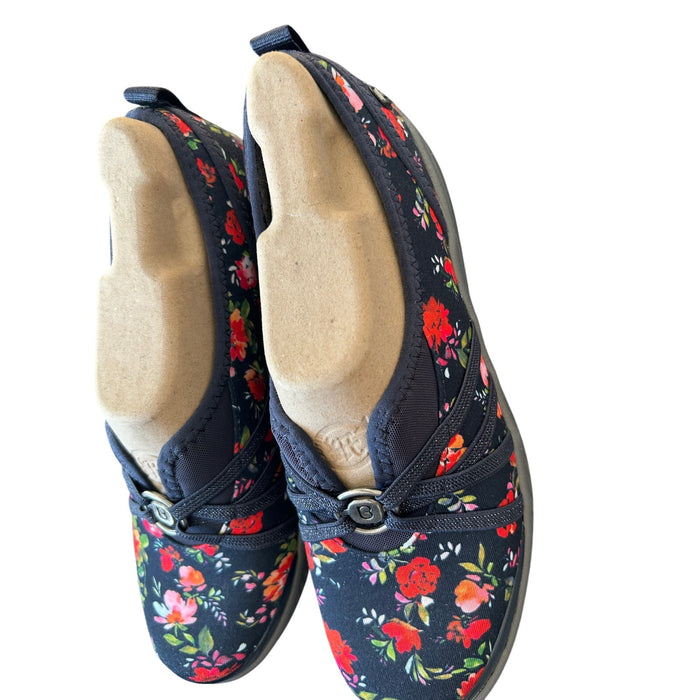 Bzees Women's Slip-On Shoes Size 8 Navy Floral Casual Lightweight