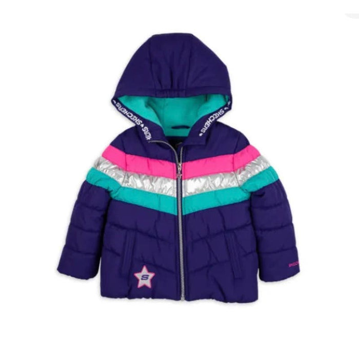 Skechers Girls Printed Puffer Jacket with Hood, Size 3T K37 *