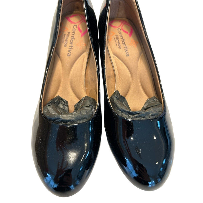 Comfortiva Amora Black Patent Leather Heels - Size 8 W Womens Shoes