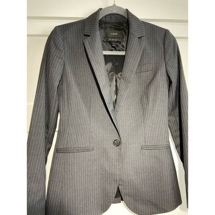 J.CREW Gray Striped Wool Blazer - Women's Size 0 - Preowned WC46
