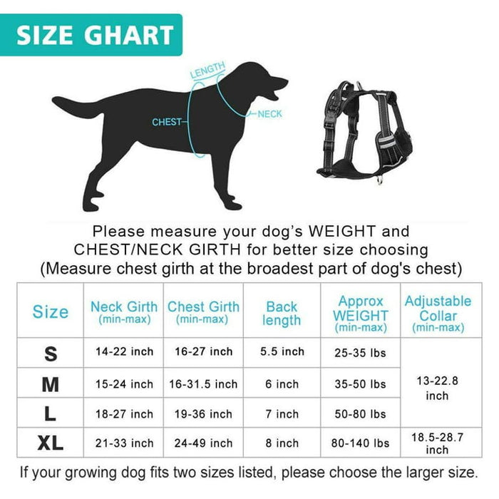 Winsee No Pull Dog Harness * Black, Size Large - Adjustable Reflective Vest