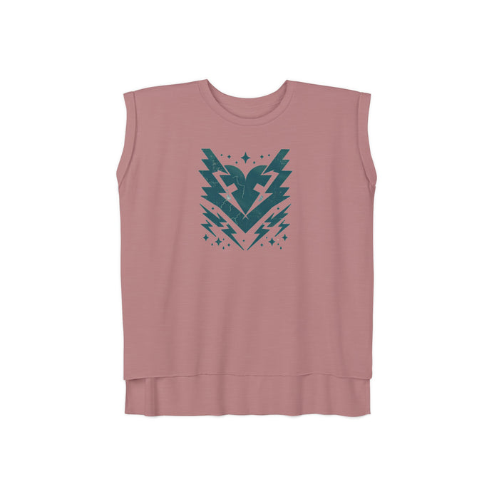 Lightning Bolt Heart Women's Muscle Tee: Sporty Style with a Touch of Edge Tshirt