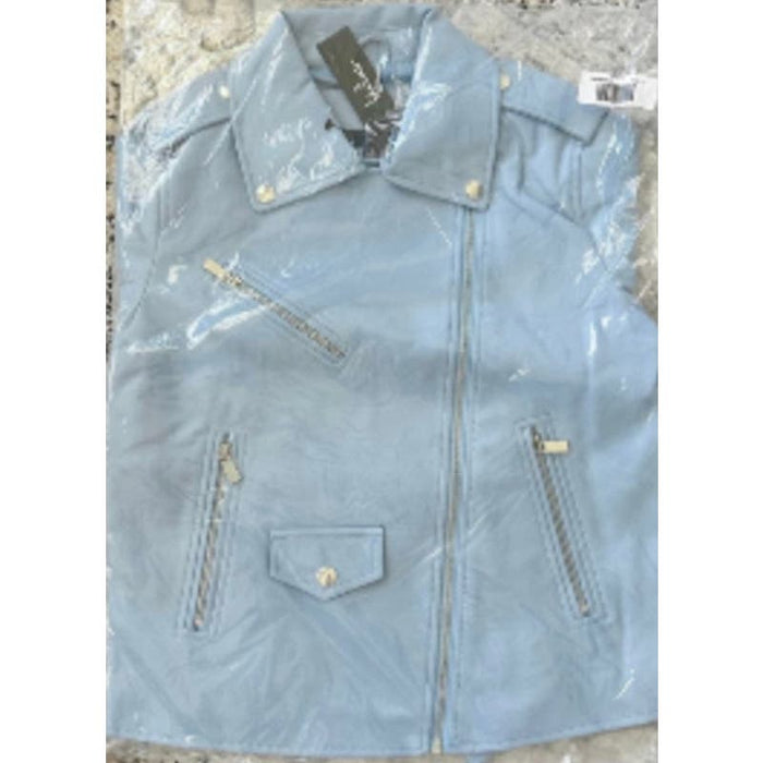 Lulus Out of the Night Vegan Leather Jacket * Chambray SZ L WC33