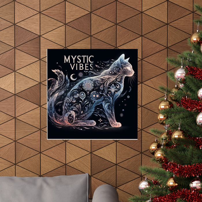 Mystic Vibe Cat and Crescent Moon Wall Art