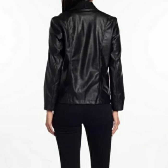 Tahari Women's Textured Reptile Black Jacket Coat - Size M * WOM306