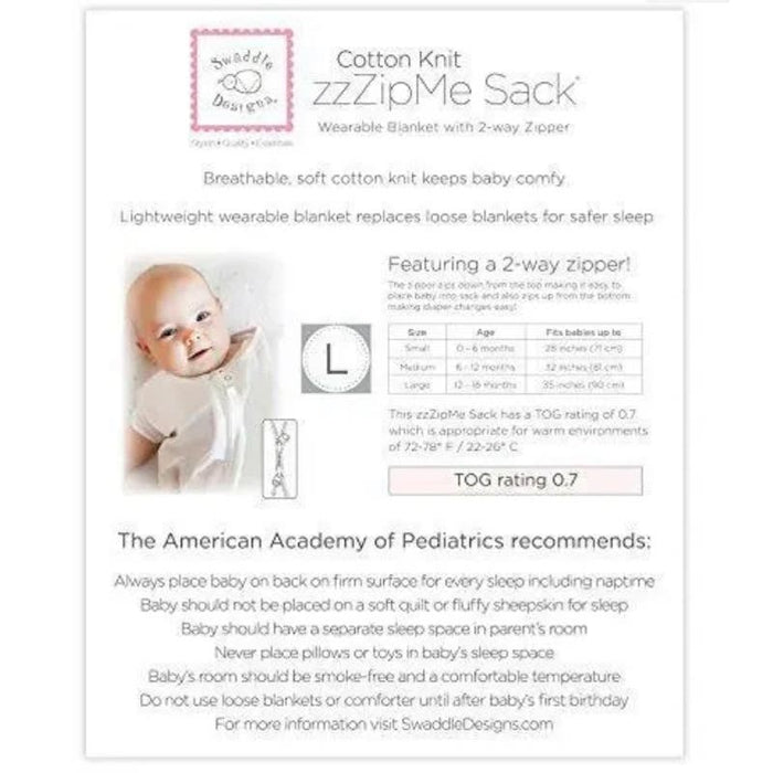 SwaddleDesigns Cotton zzZipMe Sleeping Sack, Wearable Blanket * Baby104