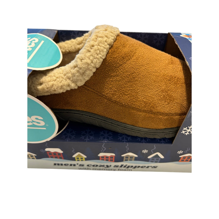 Totes Toasties Men's Memory Foam Slippers -Tan - Size MD 8-9 NEW