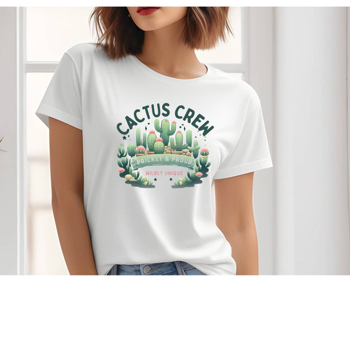 Quirky Cactus Vibes Graphic Short Sleeve Pullover Crewneck Tshirt Womens Tee