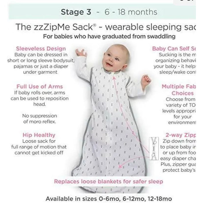 SwaddleDesigns Cotton zzZipMe Sleeping Sack, Wearable Blanket * Baby104