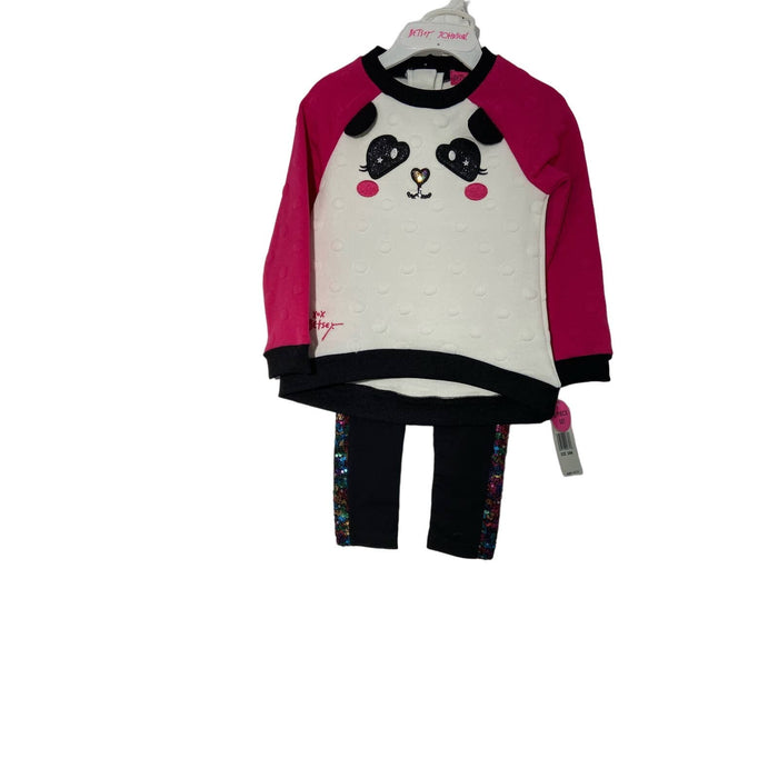 "Betsey Johnson Panda Face Shirt and Sequin Leggings - Size 24 Months"  K17 *