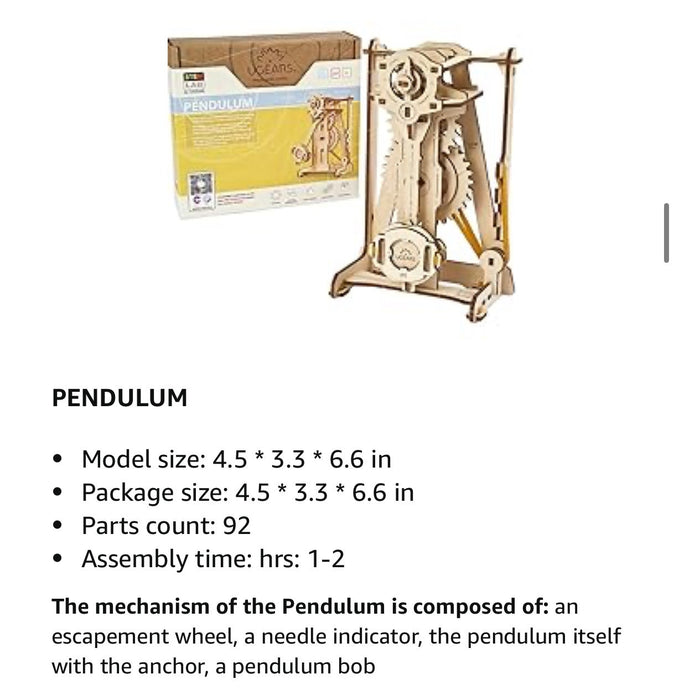 UGEARS STEM Pendulum Model Kit Wooden Model Kits for Adults, Teens and Children