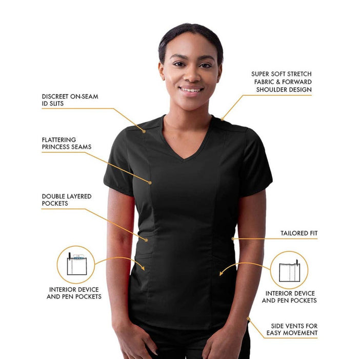 Adar Pro Modern Athletic Scrub Shirt black size M