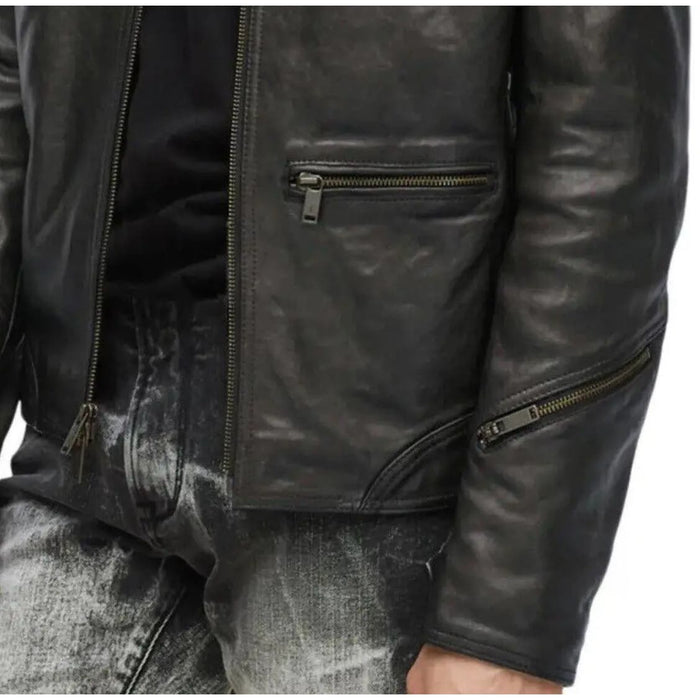 John Varvatos Men's Degraw Sheep Skin Leather Blouson Jacket Black 44 US NWT