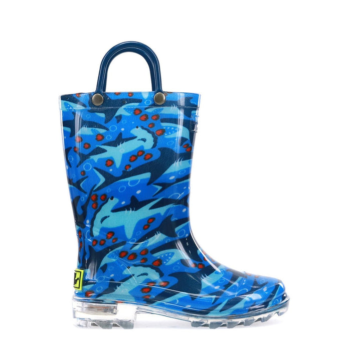 Western Chief KIDS SHARK CHASE LIGHTED RAIN BOOT - BLUE Sz 12 Kids Shoes