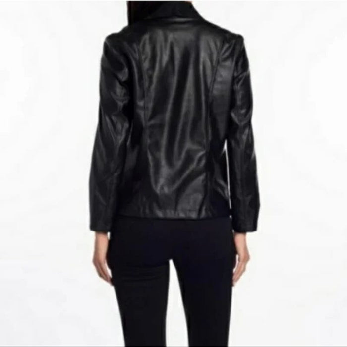 Tahari Women's Textured Reptile Black Jacket Coat - Size M * WOM306