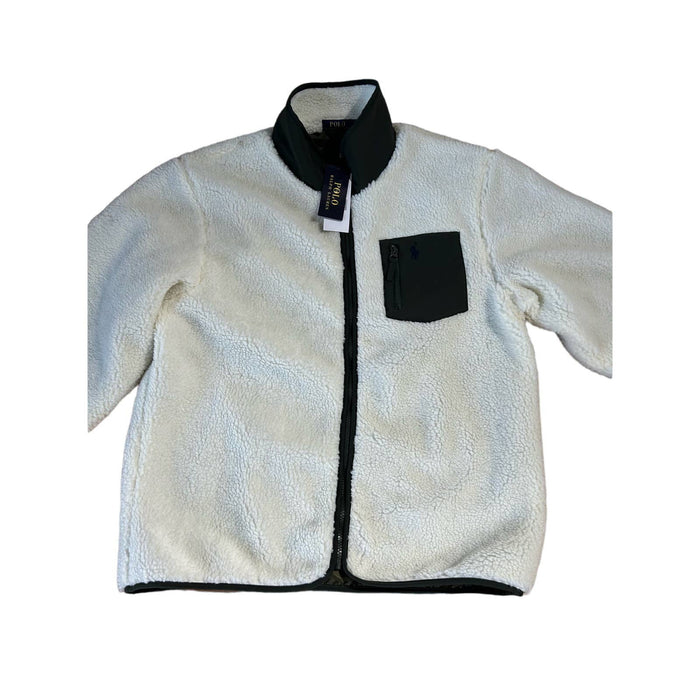 POLO Ralph Lauren Men's Full-Zip PONY Sherpa Fleece Jacket in cream (LARGE)-NWT