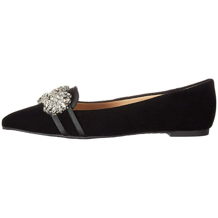 Badgley Mischka Echo Pointed Evening Black Velvet Flat SZ 5.5