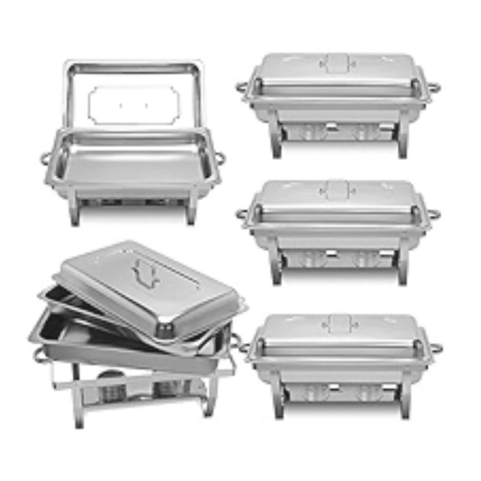 4 Pack 9.5QT Chafing Dish Set Full Size Pan, Nonstick Stainless Steel MSRP $ 289