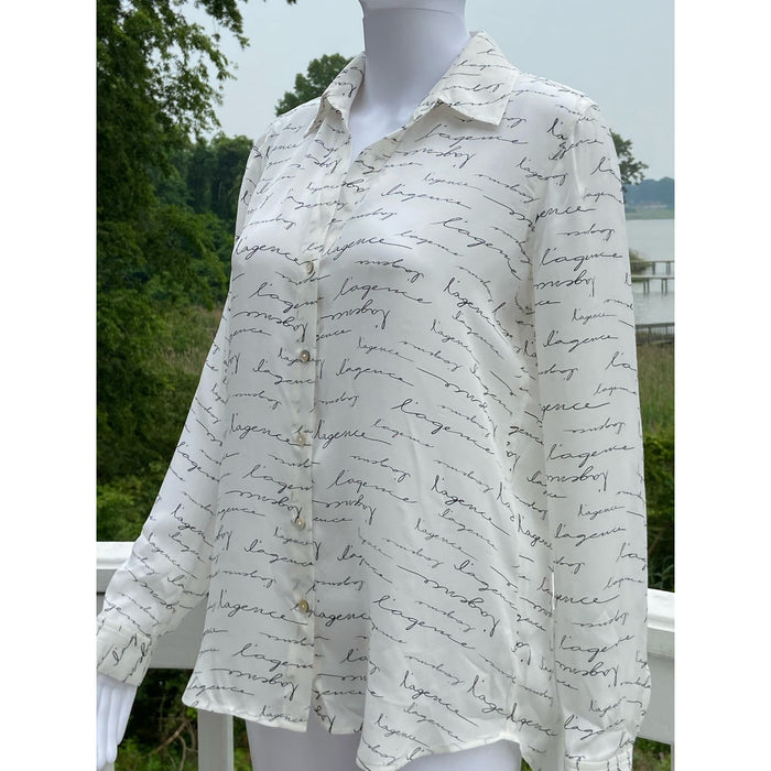 L’AGENCE Silk Scripted Button-Up Blouse * Effortless Elegance - Size XS WTS28
