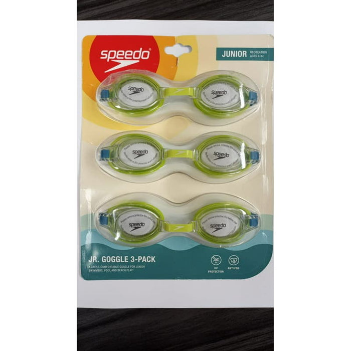 "Speedo Junior 3-Pack Swim Goggles - Lime/Clear"