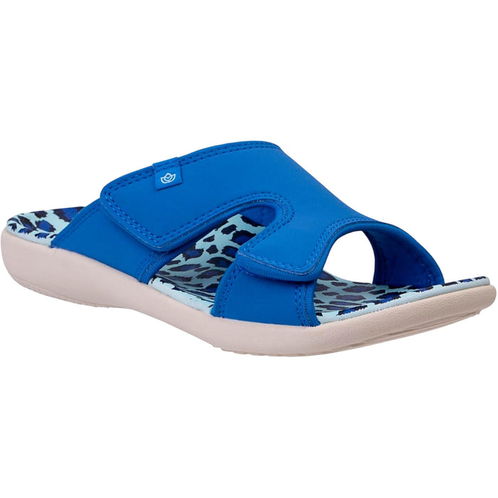 Spenco Women's Kholo Slide Sandal Blue Leopard Size 6 Casual