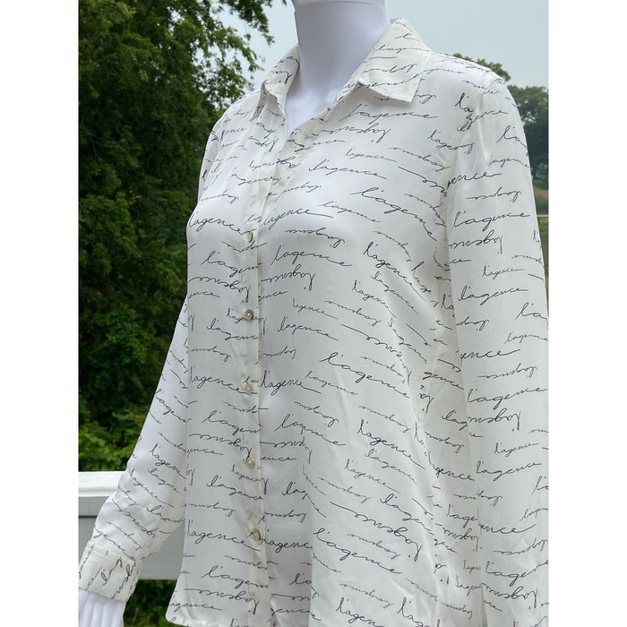L’AGENCE Silk Scripted Button-Up Blouse * Effortless Elegance - Size XS WTS28