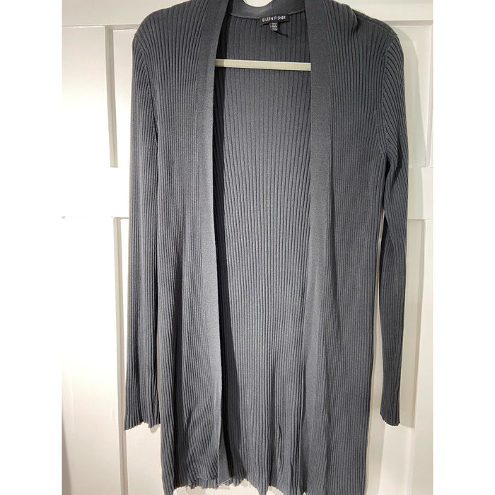 Eileen Fisher Sleek Tencel Lyocell Rib Long Cardigan size small * wom266