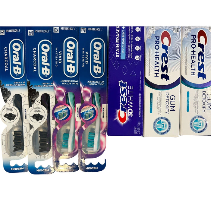 Crest Oral-B 7 Piece Oral Care Bundle Toothpaste and Toothbrush