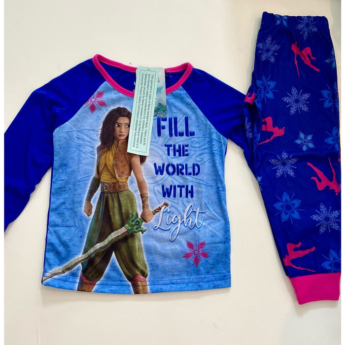 Disney Raya Girls' 2-Piece Loose-Fit Pajamas Set Size 4 * K323