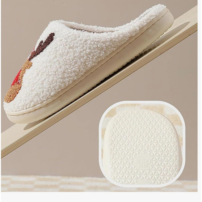 Pantuflas Christmas Elk Cotton Slippers for Men/Women, Creative Gift, Size 10