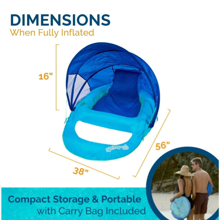 SwimWays Spring Float Canopy Recliner Chair Swimming Pool, Inflatable  Floats
