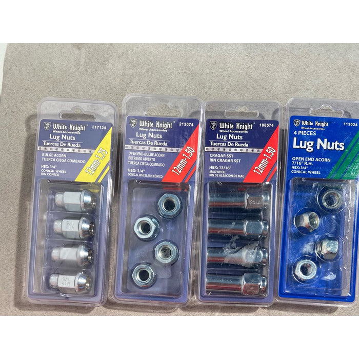 Assorted White Knight Lugnuts Set of 4 - Retail Value Over $100