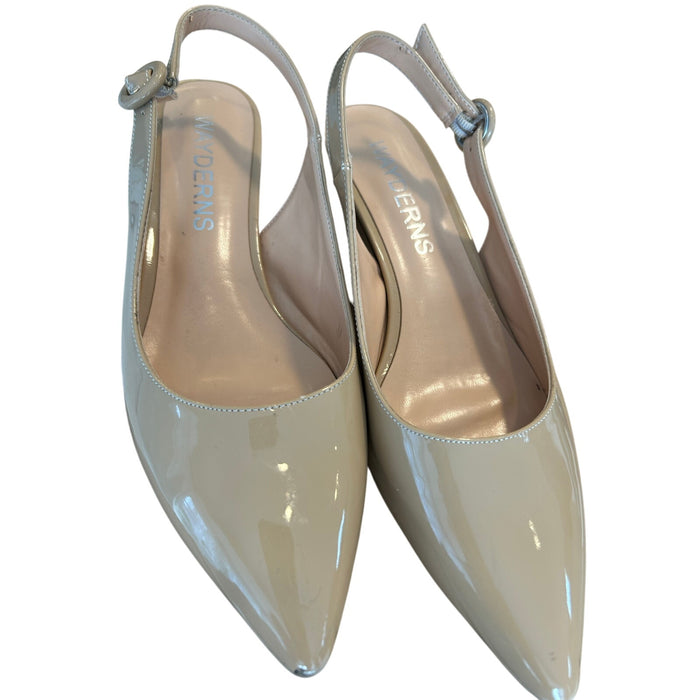 Wayderns Women's Beige Slingback Kitten Heel Pumps Size 7.5 Formal Preowned