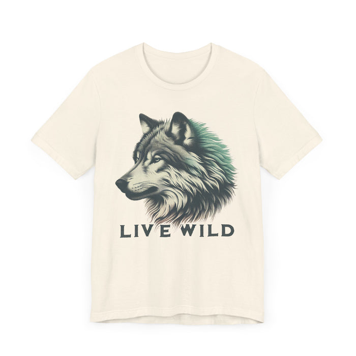 Live Wild Wolf Unisex Jersey Short Sleeve Tee - Soft Cotton Classic Nature Lover Great Gift, Husband Gift, Wife Gift, Camping, Hiking,