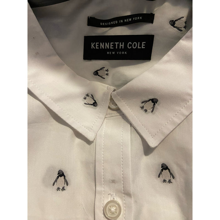 "Kenneth Cole Men's Penguin Print Button-Down Shirt" Size S  Mens 116