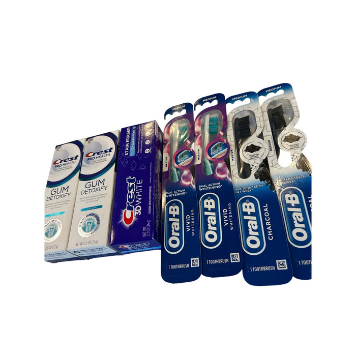 Crest Oral-B 7 Piece Oral Care Bundle Toothpaste and Toothbrush