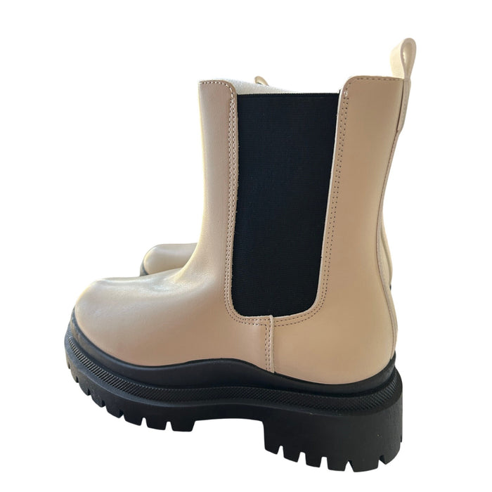 Yoki Women's Ankle Rain Boots Size 7 Cream with Black Accents Water-Resistant