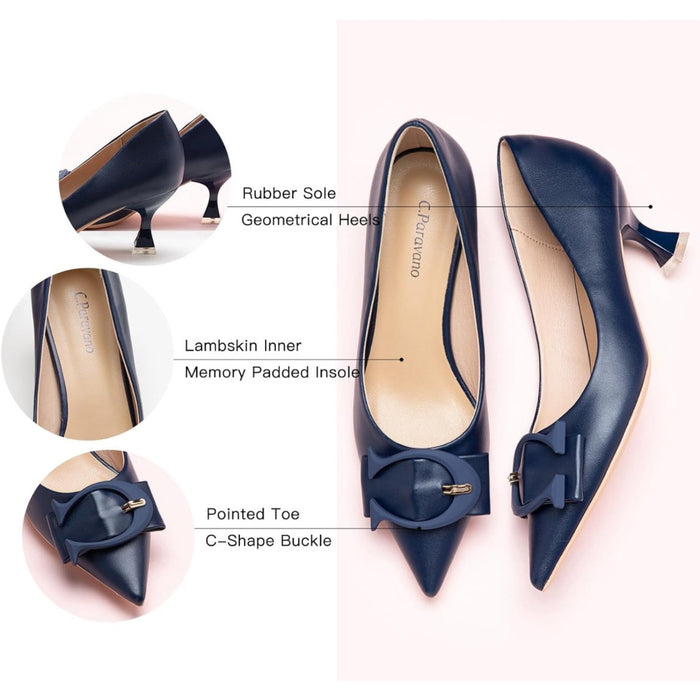 C.Paravano Women's Kitten Heel Pumps Soft Leather Size 9 Luxe Quality & Comfort