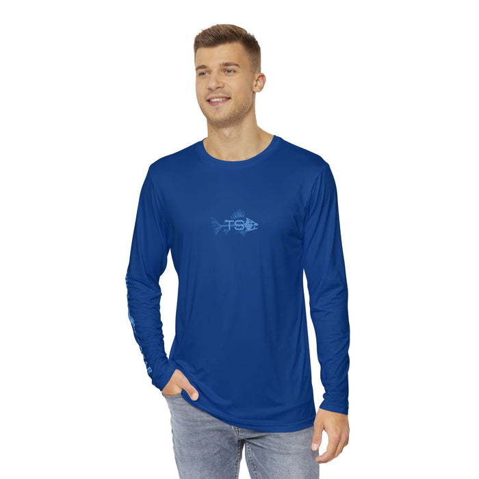 Deep Blue Offshore Fishing Unisex Performance Long Sleeve Shirt, 100% Polyester, Quick-Dry Activewear (BLUE)