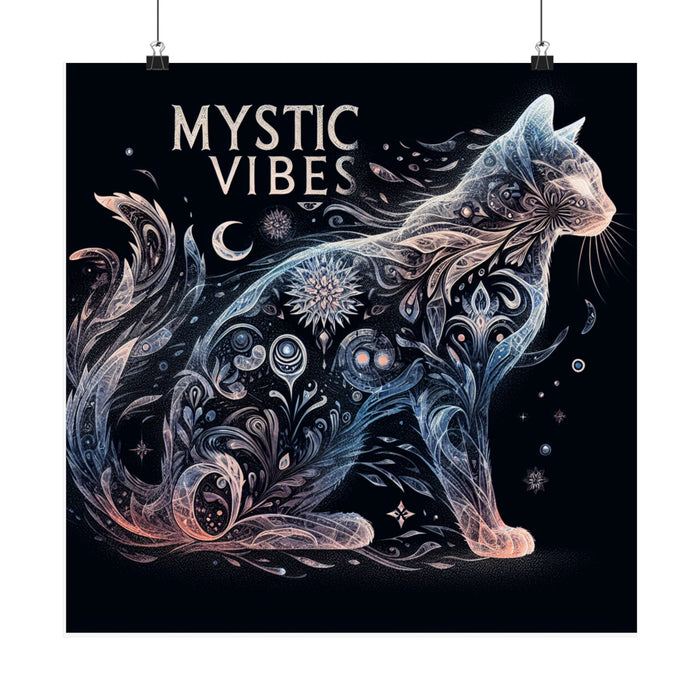 Mystic Vibe Cat and Crescent Moon Wall Art