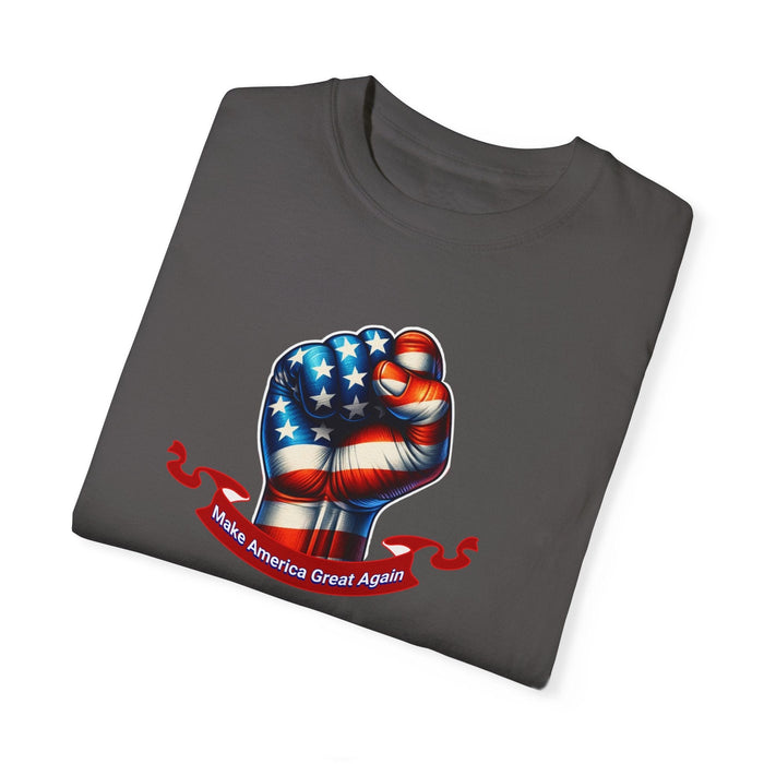 Make America Great Again Trump Fist T-Shirt  Bold Patriotic Statement Tee