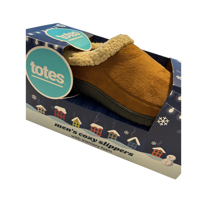 Totes Toasties Men's Memory Foam Slippers -Tan - Size MD 8-9 NEW