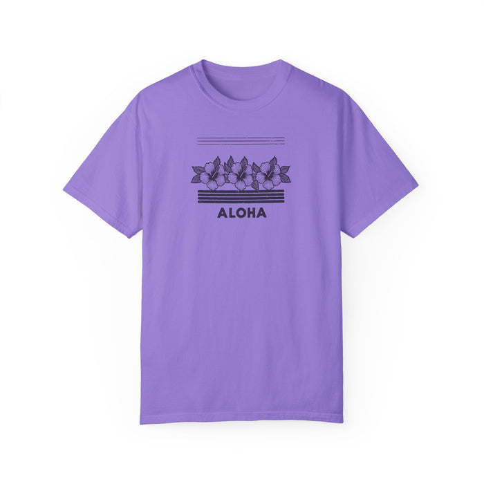 Beautiful Hibiscus Aloha Garment-Dyed Unisex T-shirt: Cozy, Durable, Customizable Great Gift Flower Shirt Vacation Tshirt