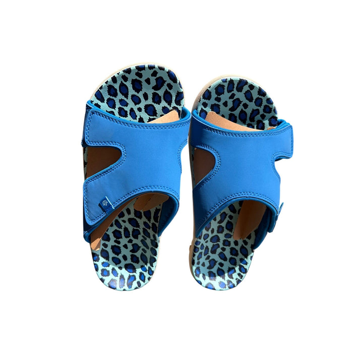 Spenco Women's Kholo Slide Sandal Blue Leopard Size 6 Casual